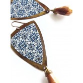Blue Copper Earrings, Deep Blue Floral,